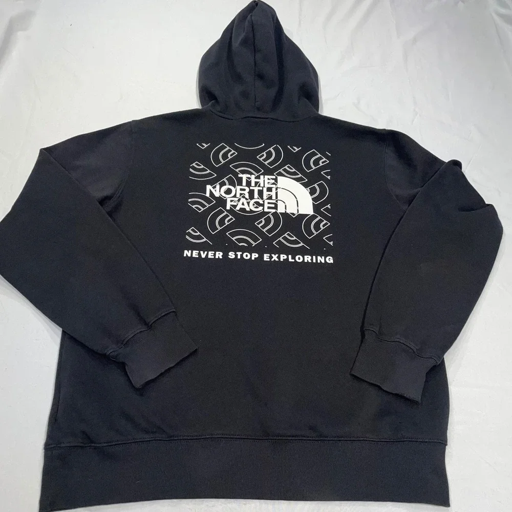 The North Face Mens Black Graphic Hoodie Never Stop Exploring Sweatshirt Size M